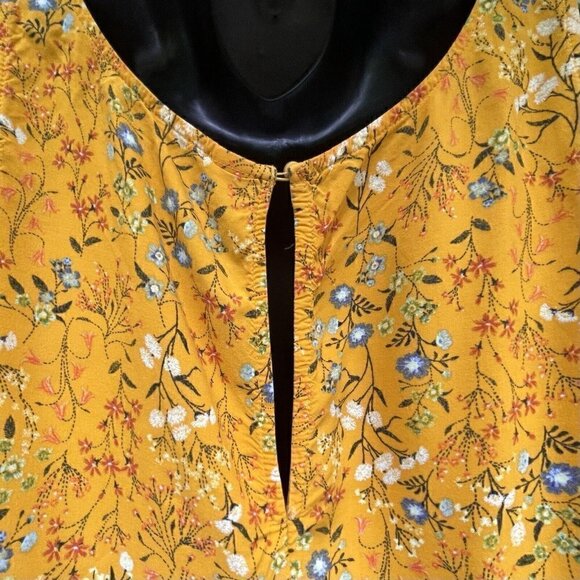 Old Navy Floral Sleeveless Golden Rod Tiered Ruffle Knee Length Dress Women’s 12 - Picture 8 of 10